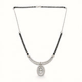 925 Sterling Silver Mangalsutra with Oval Cubic Zirconia Pendant