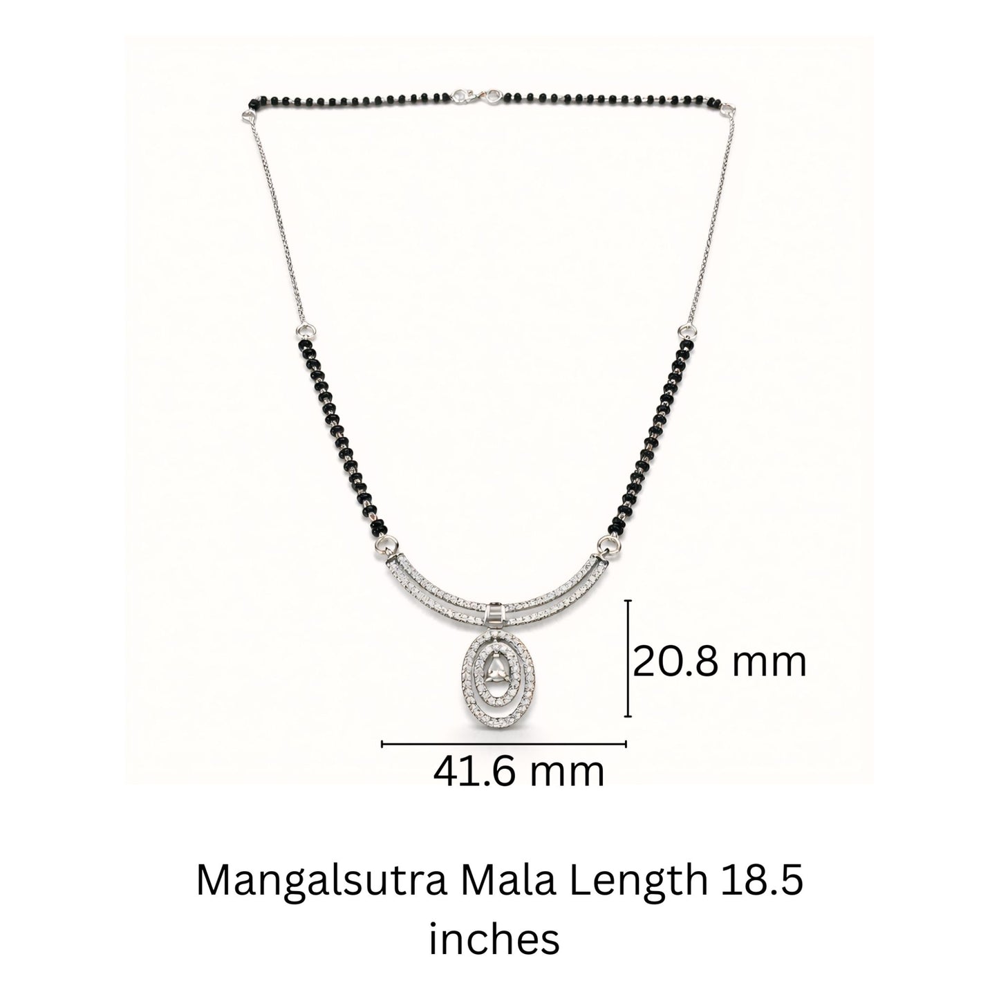 925 Sterling Silver Mangalsutra with Oval Cubic Zirconia Pendant