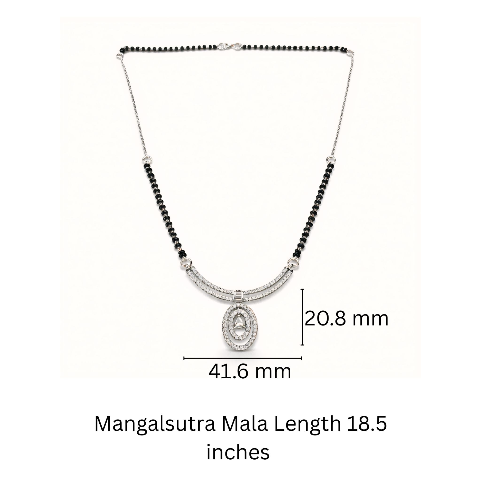 925 Sterling Silver Mangalsutra with Oval Cubic Zirconia Pendant