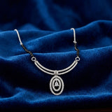 925 Sterling Silver Mangalsutra with Oval Cubic Zirconia Pendant
