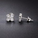 925 Sterling Silver Four Leaf Clover Stud Earrings With Cubic Zirconia