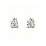 925 Sterling Silver Four Leaf Clover Stud Earrings With Cubic Zirconia