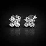 925 Sterling Silver Four Leaf Clover Stud Earrings With Cubic Zirconia