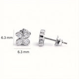 925 Sterling Silver Four Leaf Clover Stud Earrings With Cubic Zirconia