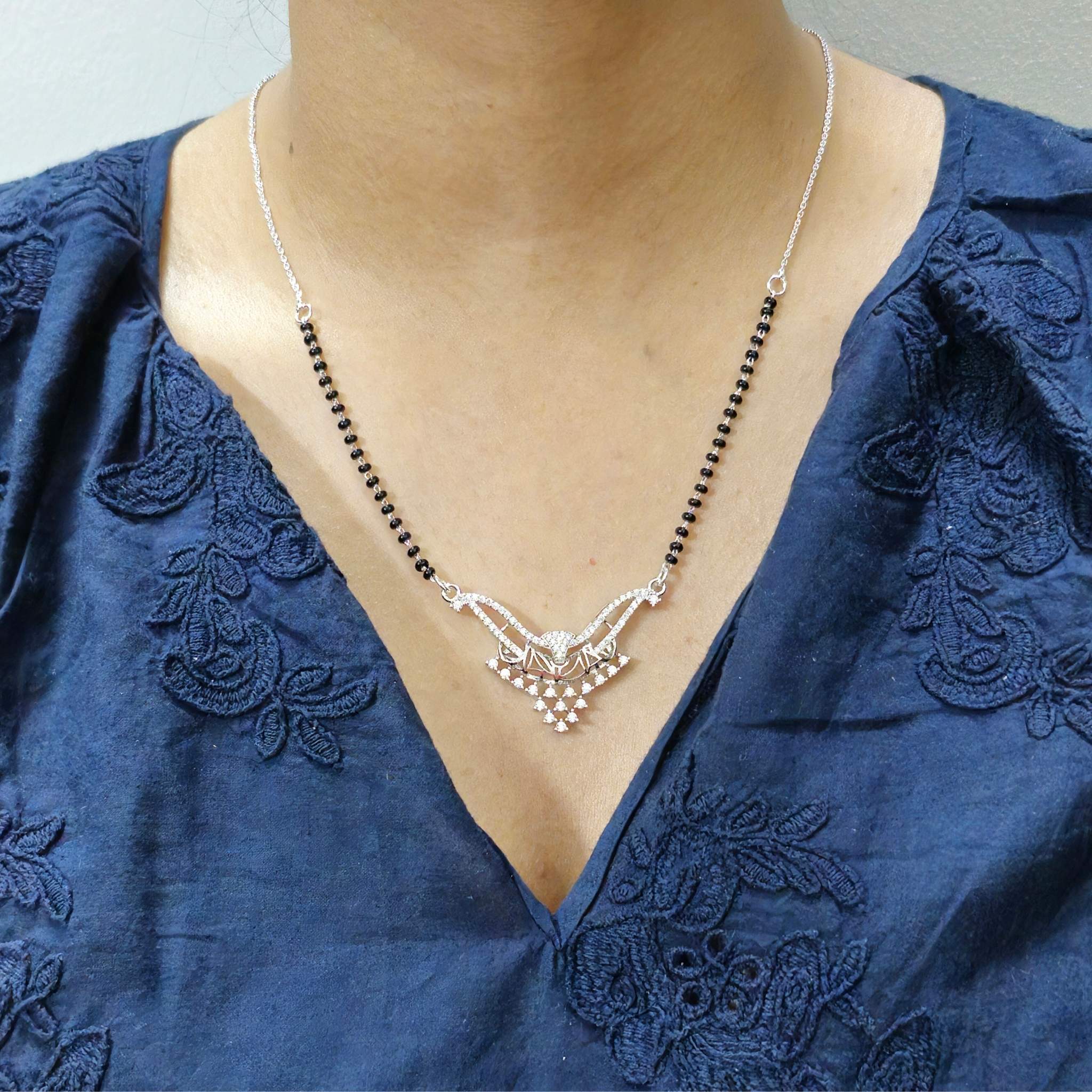 925 Sterling Silver Cubic Zirconia Mangalsutra