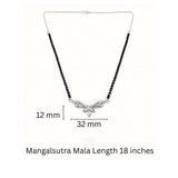 925 Sterling Silver Wing Leaf Mangalsutra – Cubic Zirconia Black Beaded Necklace
