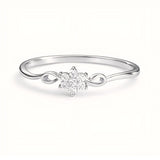 925 Sterling Silver Snowflake Cluster Ring with Cubic Zirconia