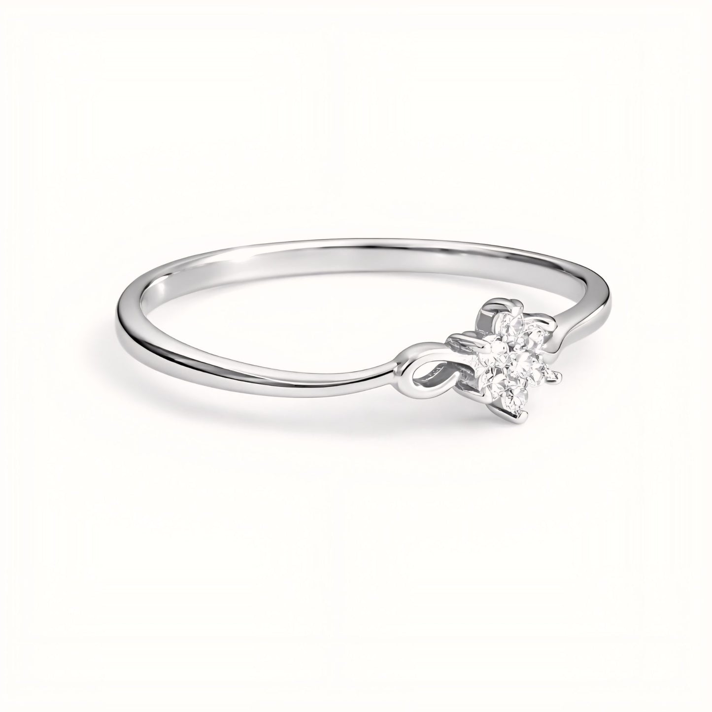 925 Sterling Silver Snowflake Cluster Ring with Cubic Zirconia