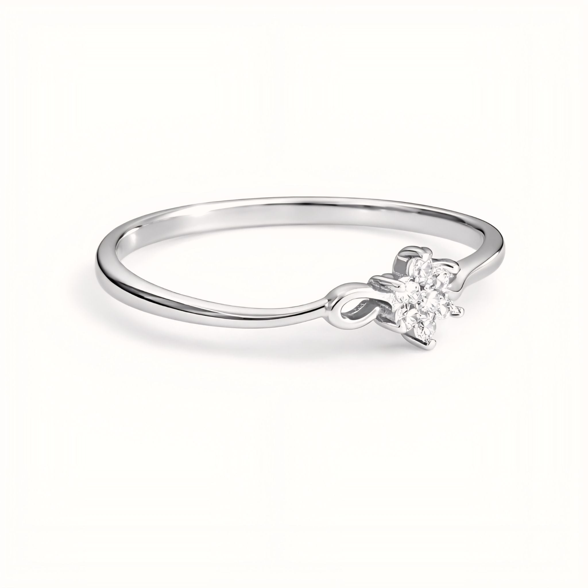 925 Sterling Silver Snowflake Cluster Ring with Cubic Zirconia