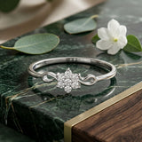 925 Sterling Silver Snowflake Cluster Ring with Cubic Zirconia