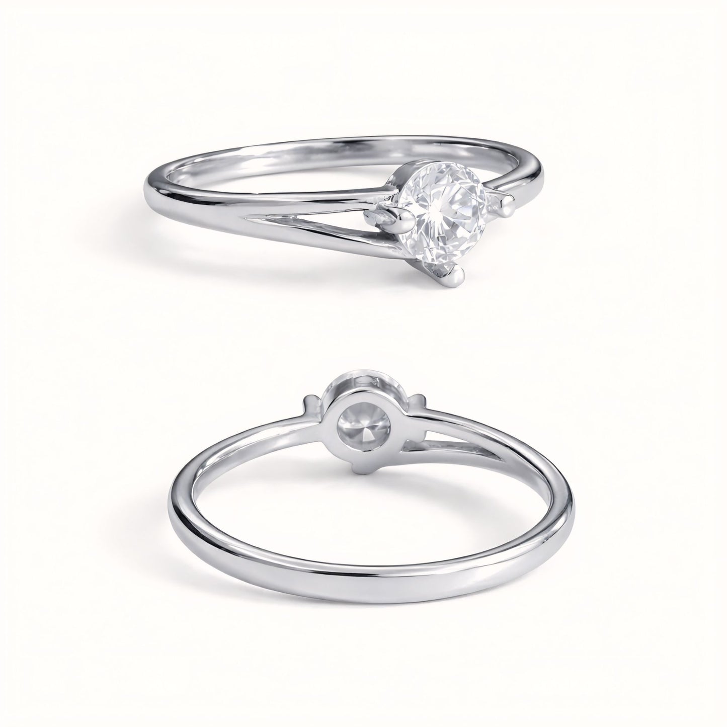 925 Sterling Silver Round-Cut Cubic Zirconia Solitaire Ring