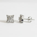 925 Sterling Silver Four Point Star Stud Earrings With Cubic Zirconia