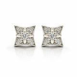 925 Sterling Silver Four Point Star Stud Earrings With Cubic Zirconia