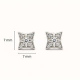 925 Sterling Silver Four Point Star Stud Earrings With Cubic Zirconia