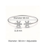 925 Sterling Silver Flexible Open Cuff Kada with Starburst Cubic Zirconia Motif