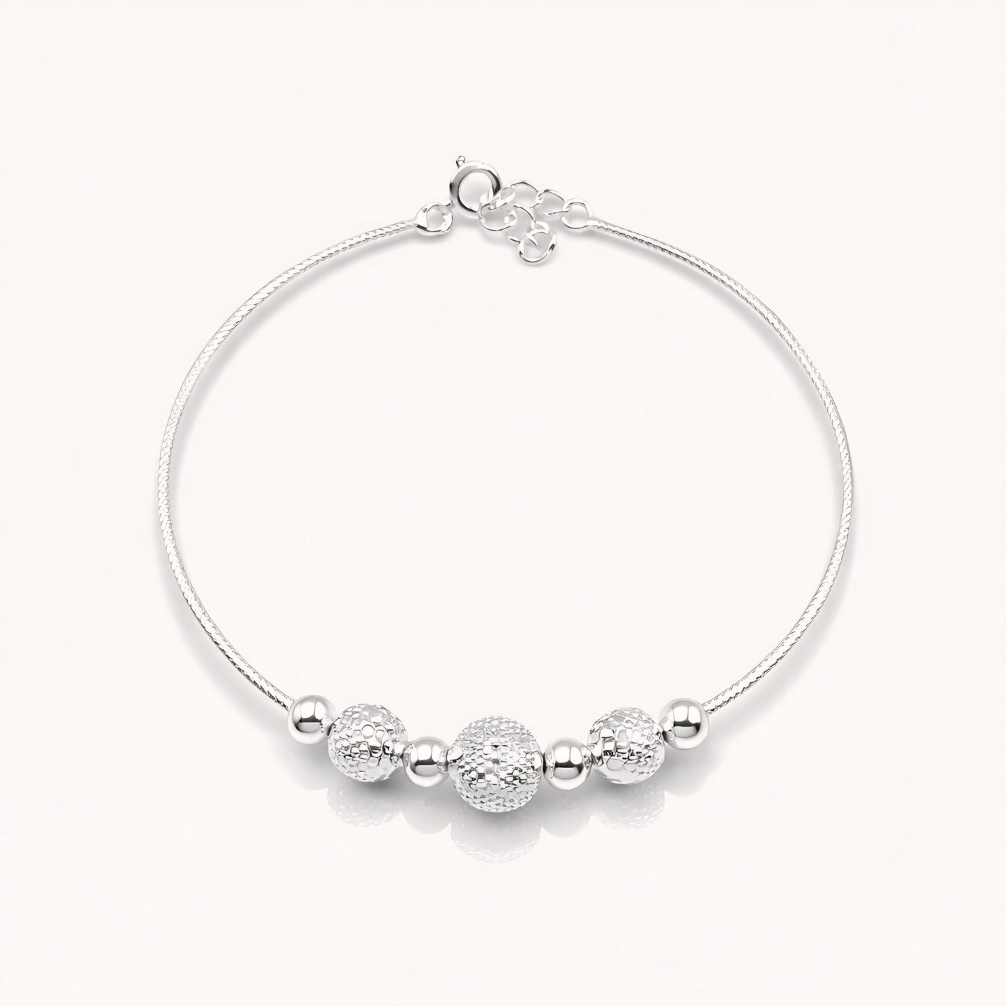 925 Sterling Silver Textured Bead Kada
