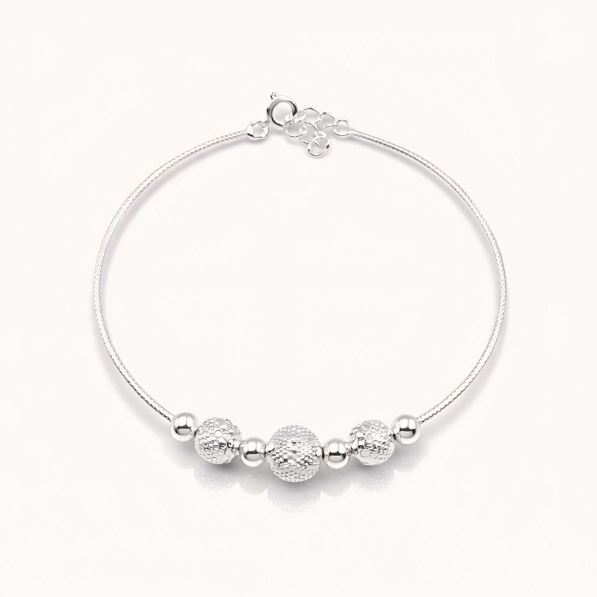 925 Sterling Silver Textured Bead Kada