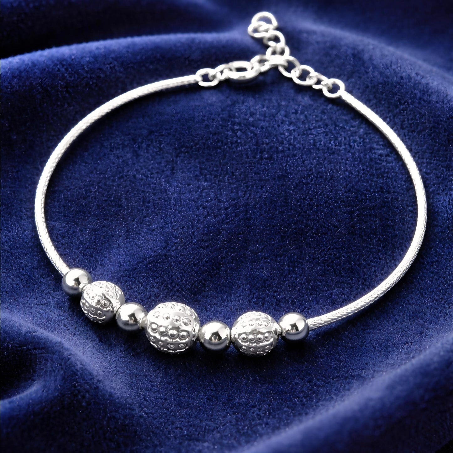 925 Sterling Silver Textured Bead Kada