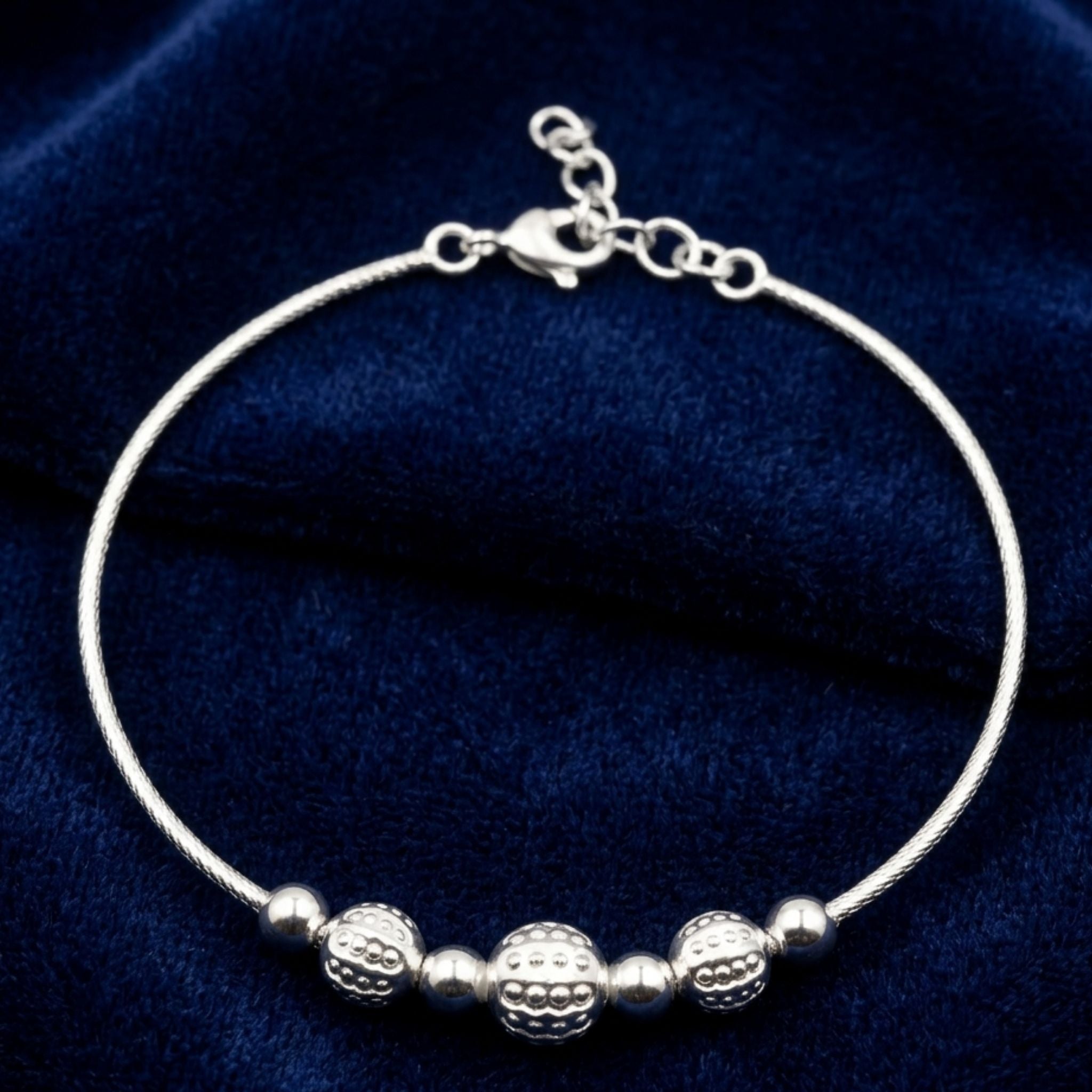 925 Sterling Silver Textured Bead Kada