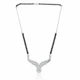 925 Sterling Silver Mangalsutra with Winged Cubic Zirconia Pendant