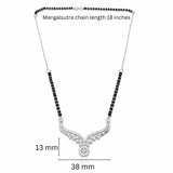 925 Sterling Silver Mangalsutra with Winged Cubic Zirconia Pendant