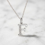 925 Sterling Silver Initial F Necklace With cubic Zirconia