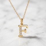 925 Sterling Silver Initial F Necklace With cubic Zirconia
