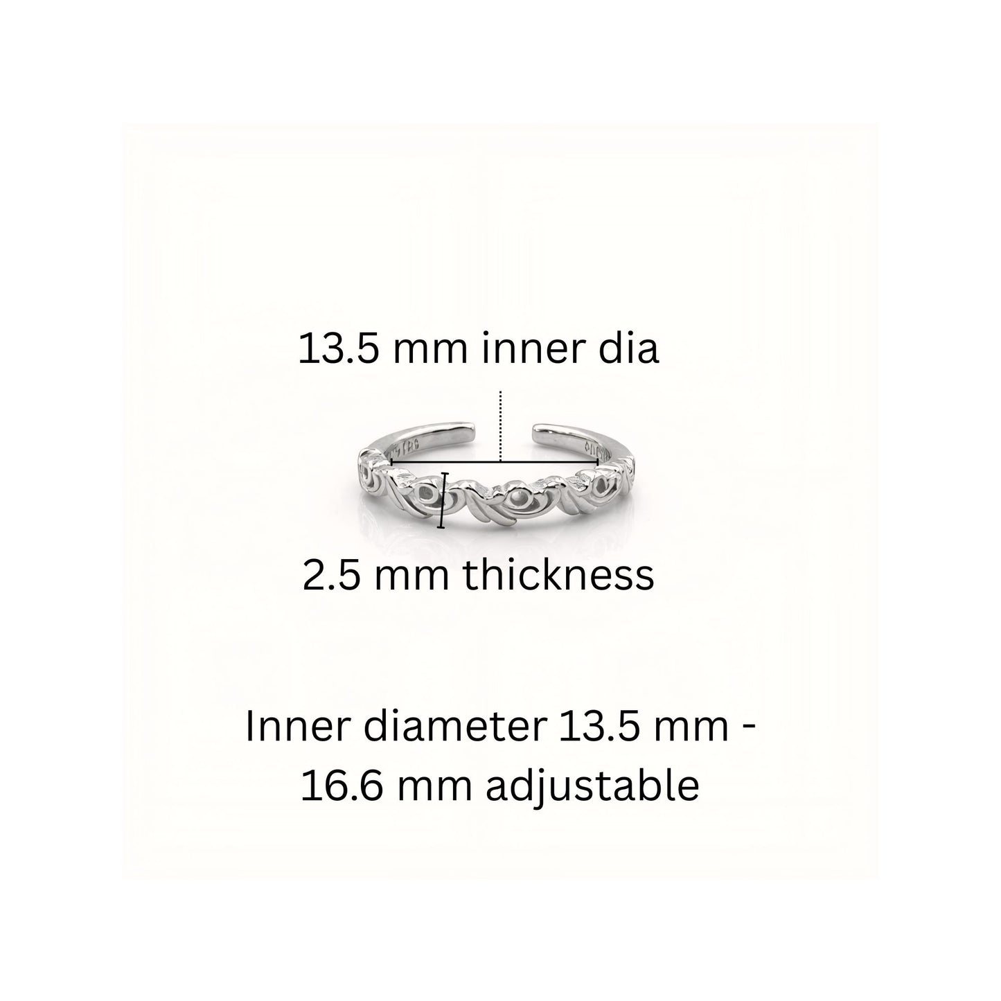 925 Sterling Silver Oxidized Filigree Swirl Toe Rings