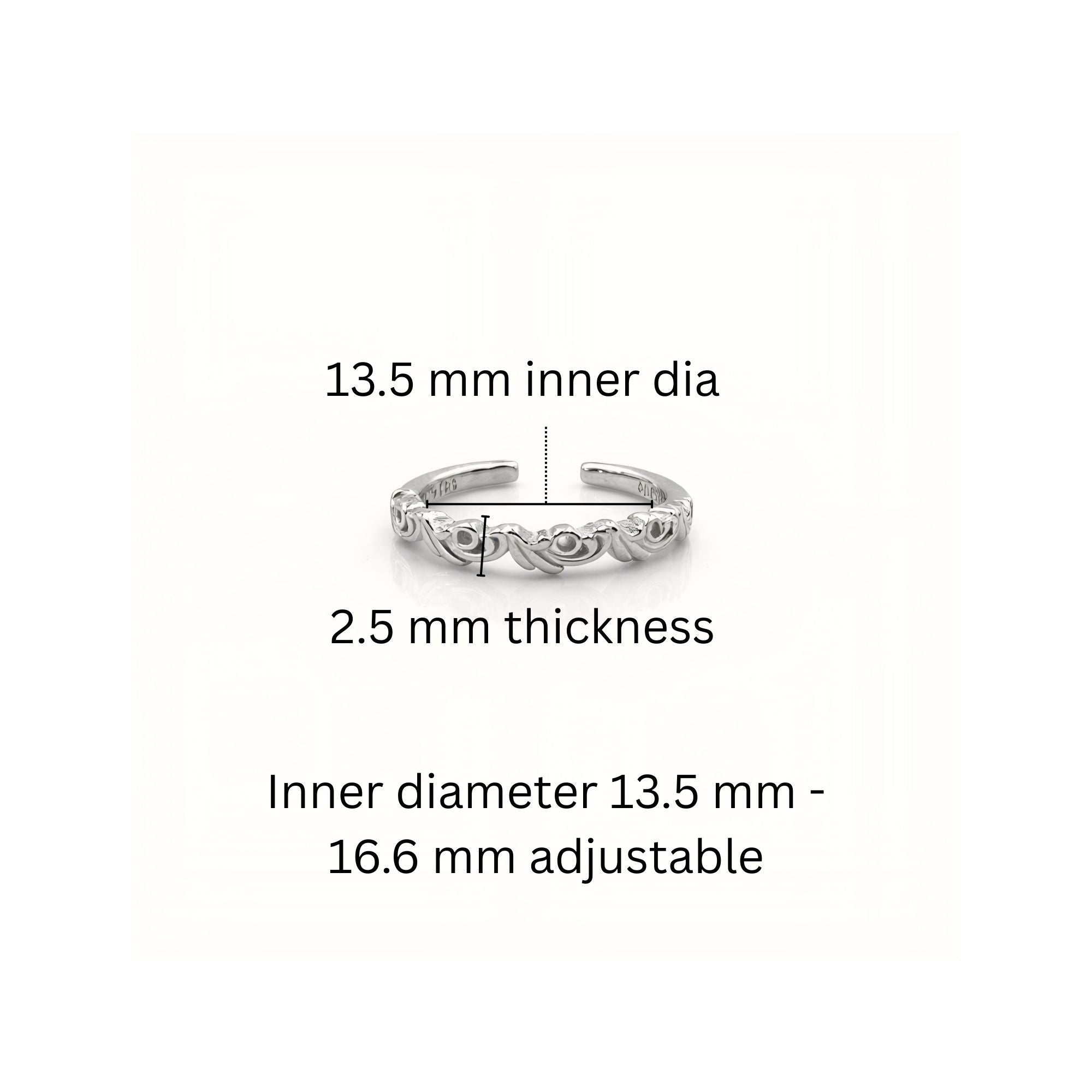 925 Sterling Silver Oxidized Filigree Swirl Toe Rings