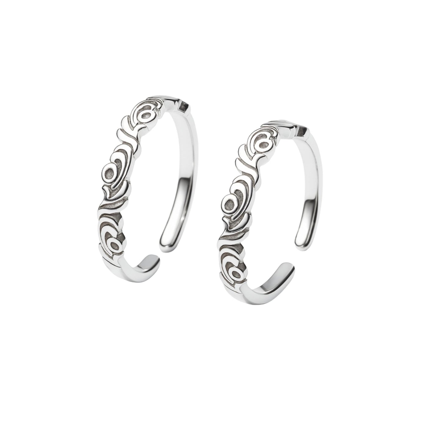 925 Sterling Silver Oxidized Filigree Swirl Toe Rings