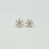 925 Sterling Silver Snowflake Flower Stud Earrings With Oval & Round Cubic Zirconia