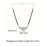 925 Sterling Silver Floral Bar Mangalsutra – Cubic Zirconia Black Beaded Necklace