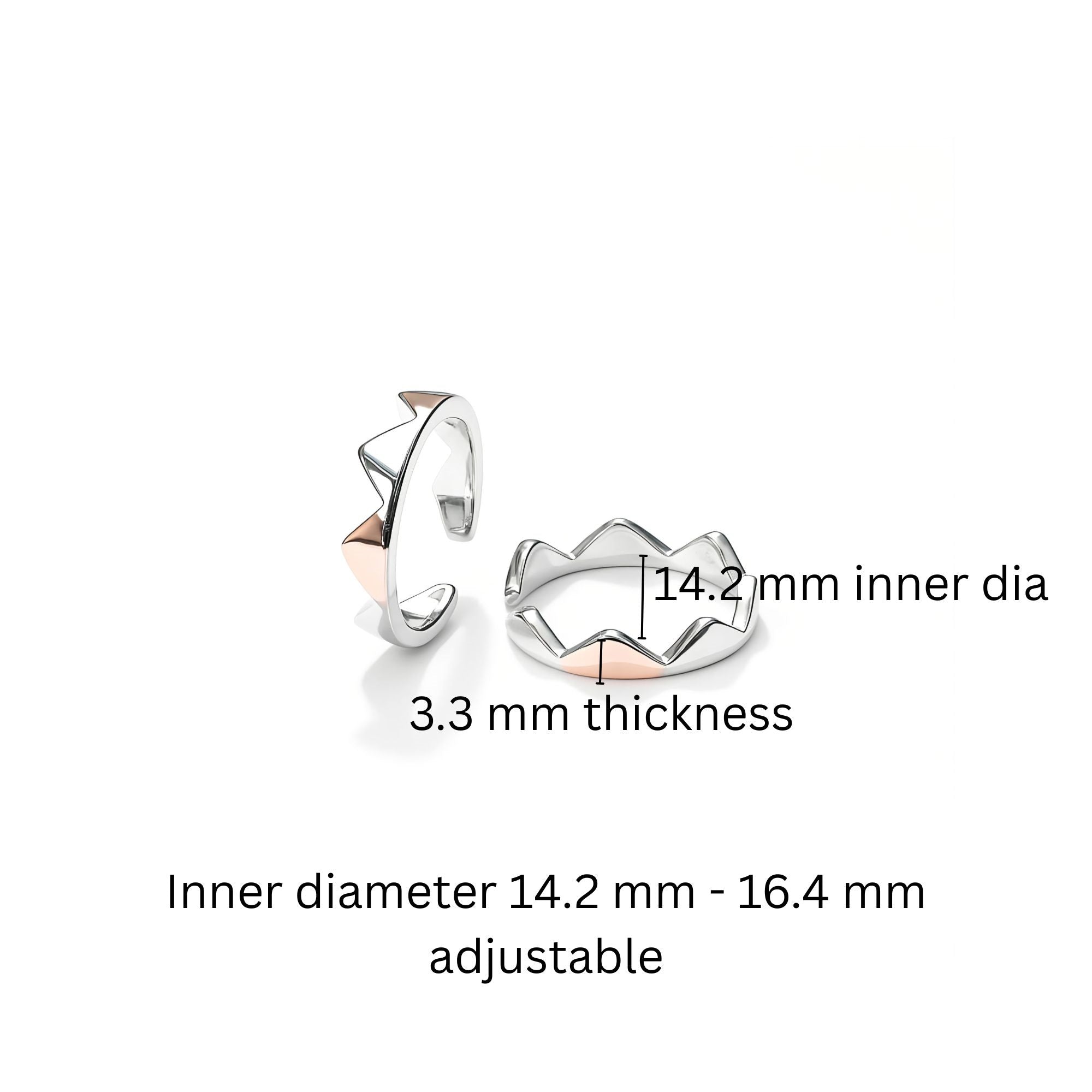 925 Sterling Silver Dual Tone Crown Toe Rings