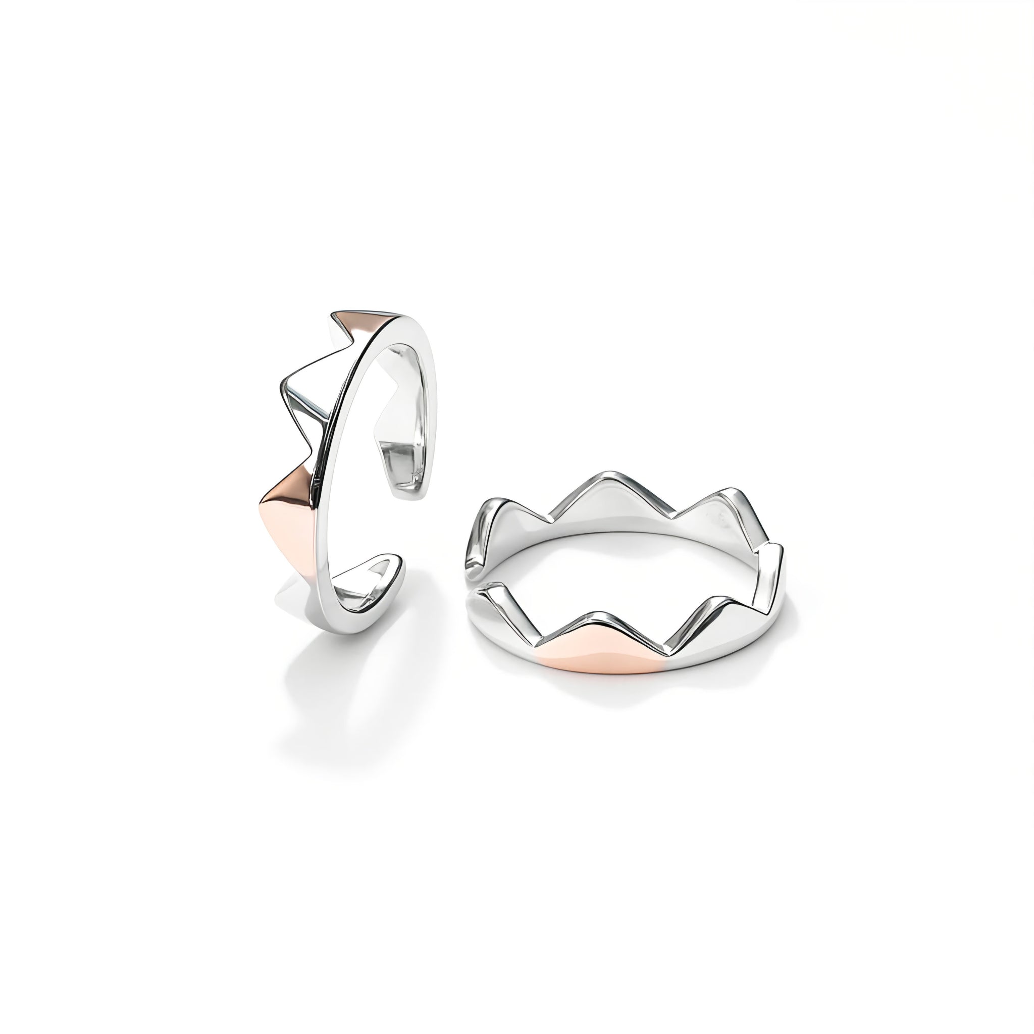 925 Sterling Silver Dual Tone Crown Toe Rings