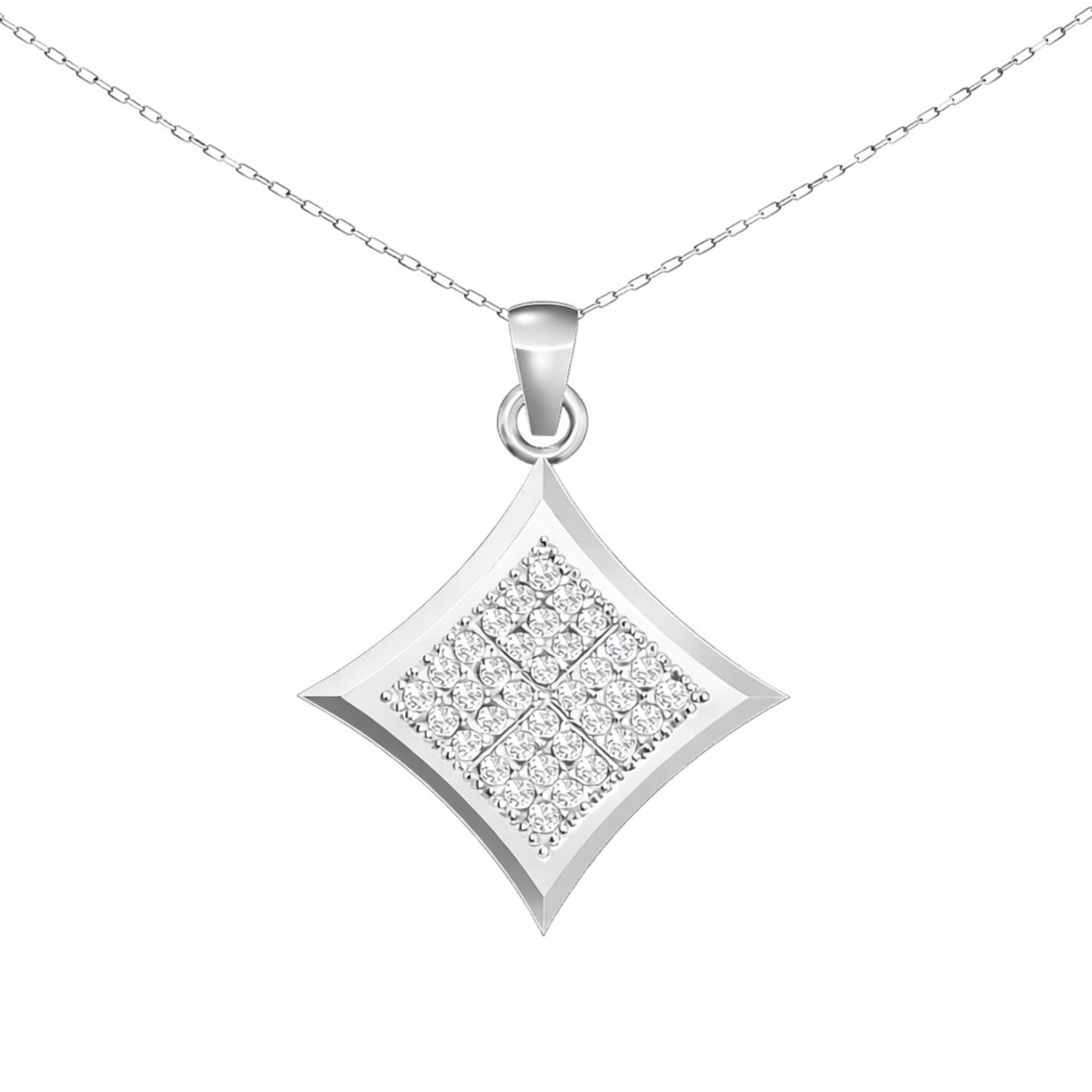 Geometric Square Cluster Lab-Grown Diamond Pendant in 925 Sterling Silver