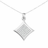 Geometric Square Cluster Lab-Grown Diamond Pendant in 925 Sterling Silver