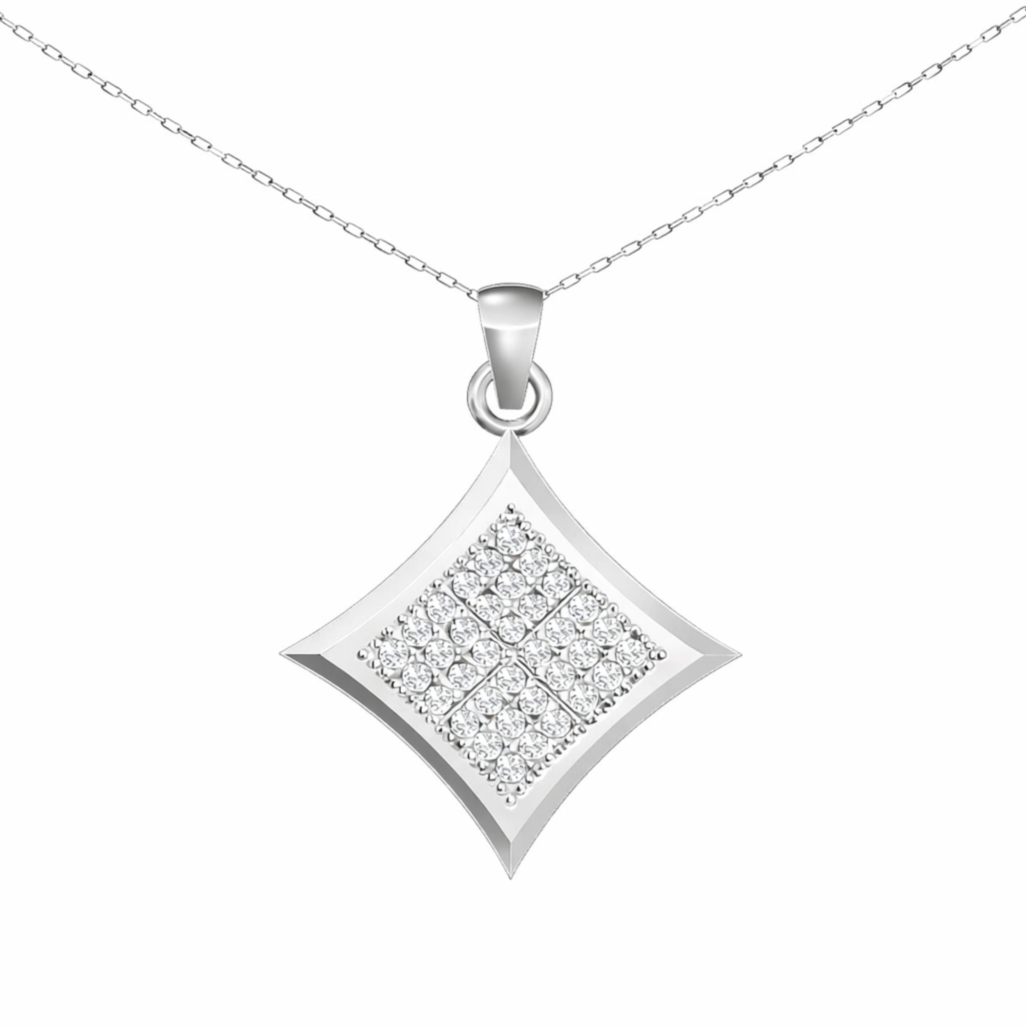 Geometric Square Cluster Lab-Grown Diamond Pendant in 925 Sterling Silver