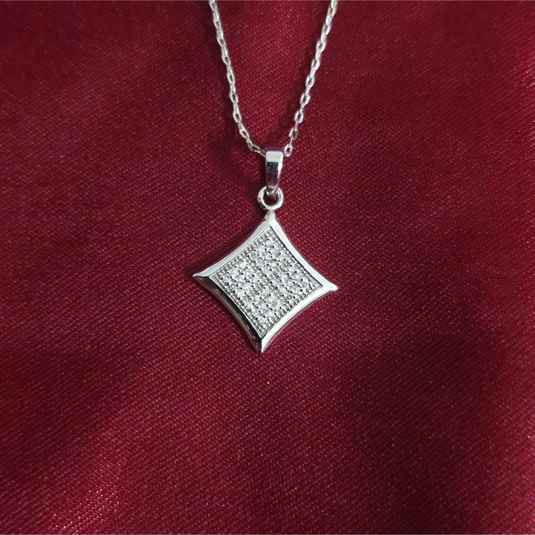 Geometric Square Cluster Lab-Grown Diamond Pendant in 925 Sterling Silver