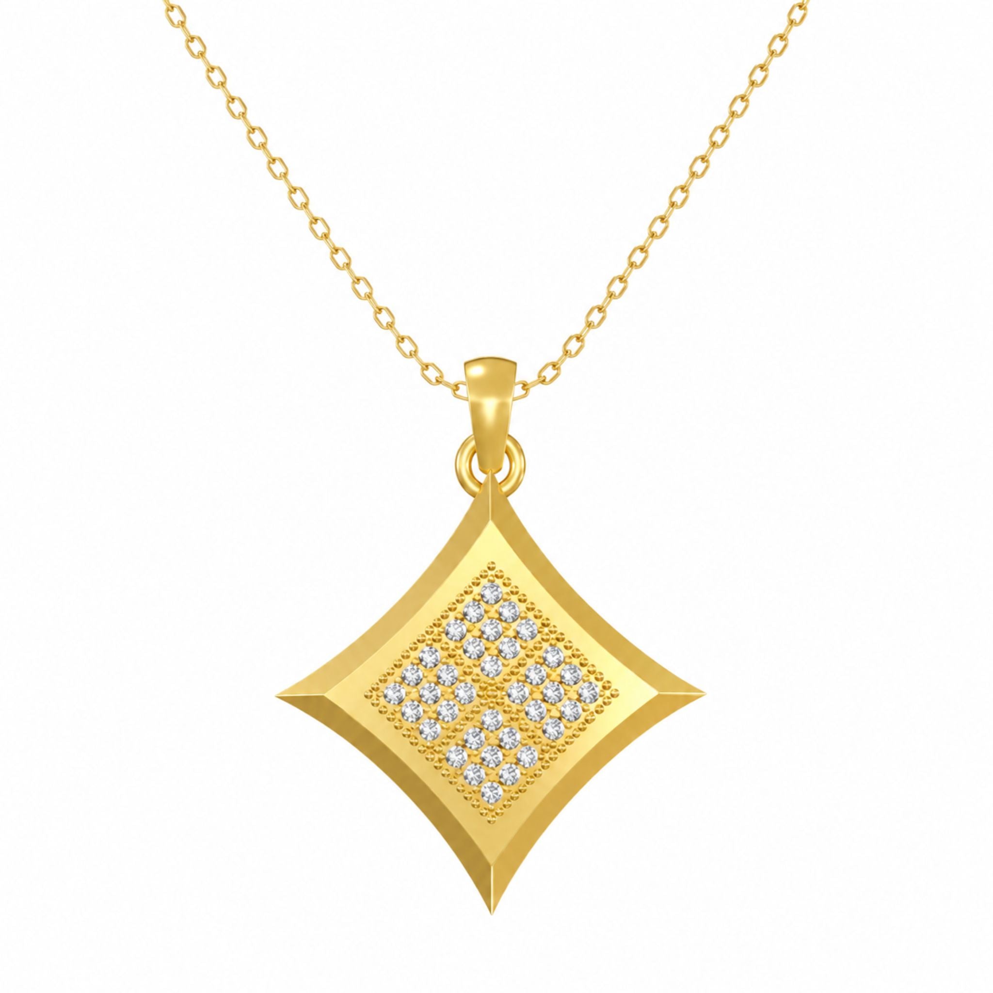Geometric Square Cluster Lab-Grown Diamond Pendant in 925 Sterling Silver with Chain
