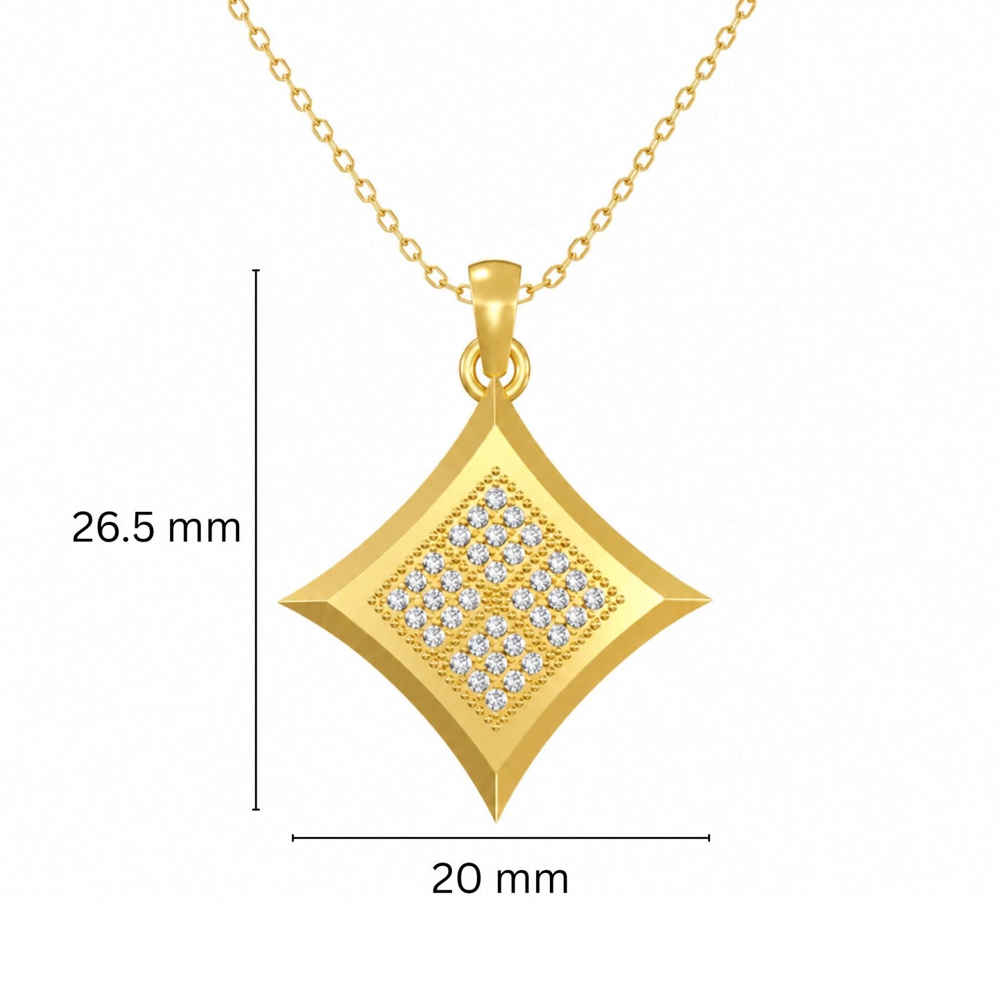 Geometric Square Cluster Lab-Grown Diamond Pendant in 925 Sterling Silver with Chain