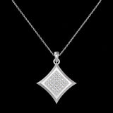 Geometric Square Cluster Lab-Grown Diamond Pendant in 925 Sterling Silver with Chain