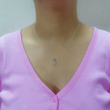 925 Sterling Silver Geometric Hexagon Pendant with Baguette-Cut Cubic Zirconia