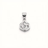 925 Sterling Silver Geometric Hexagon Pendant with Baguette-Cut Cubic Zirconia