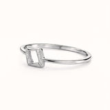925 Sterling Silver Geometric Rhombus Ring with Cubic Zirconia