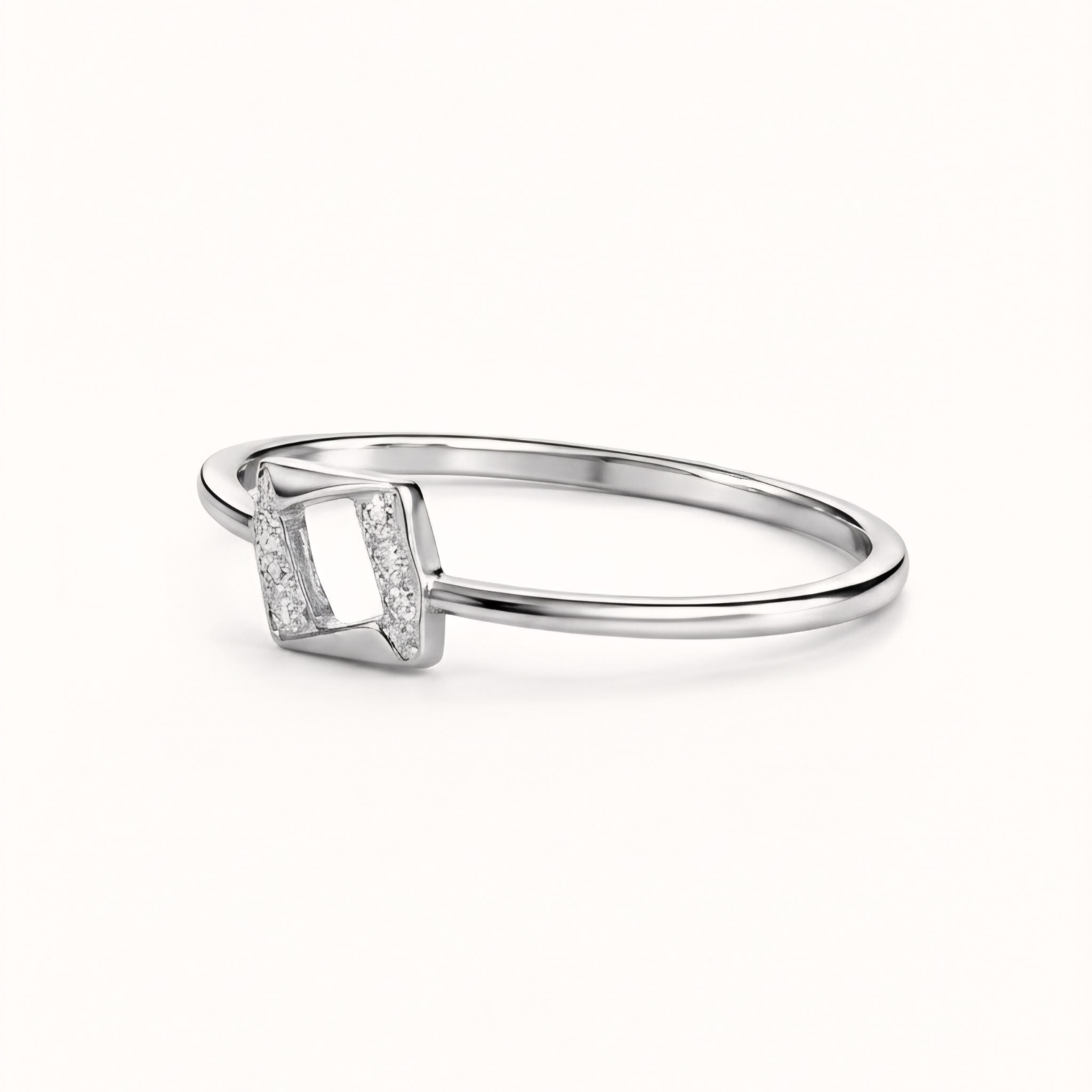 925 Sterling Silver Geometric Rhombus Ring with Cubic Zirconia