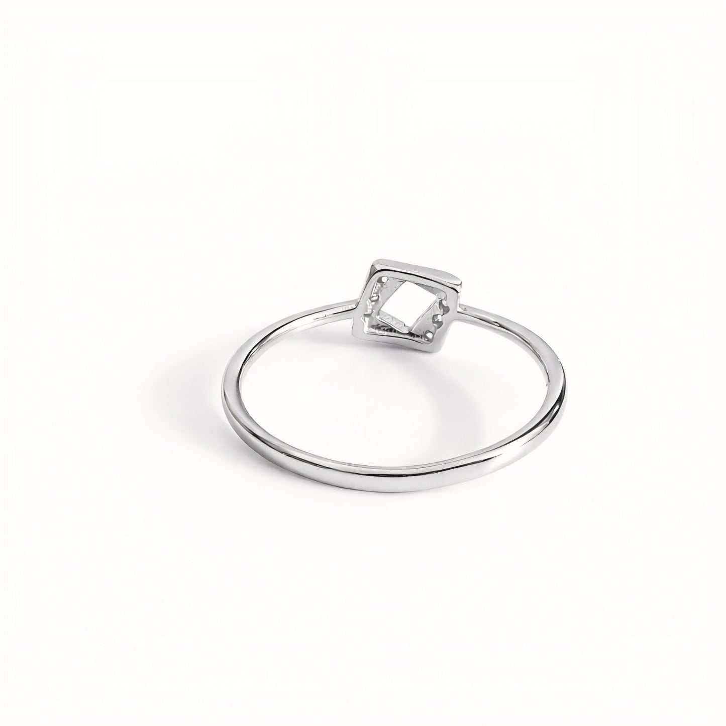925 Sterling Silver Geometric Rhombus Ring with Cubic Zirconia