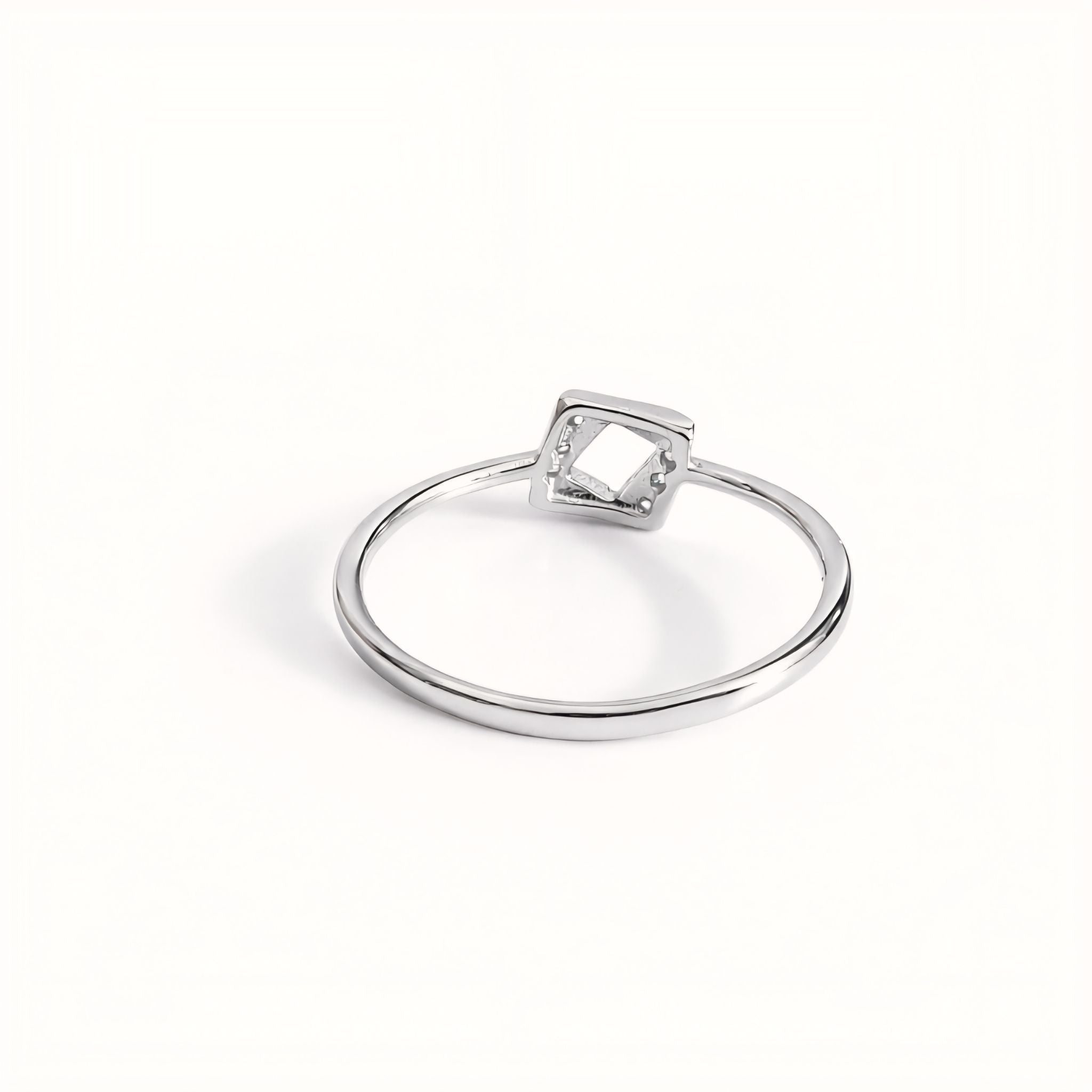 925 Sterling Silver Geometric Rhombus Ring with Cubic Zirconia