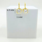 Gold-Plated 925 Sterling Silver Hexagonal Solitaire Pendant and Drop Earrings Set With Cubic Zirconia