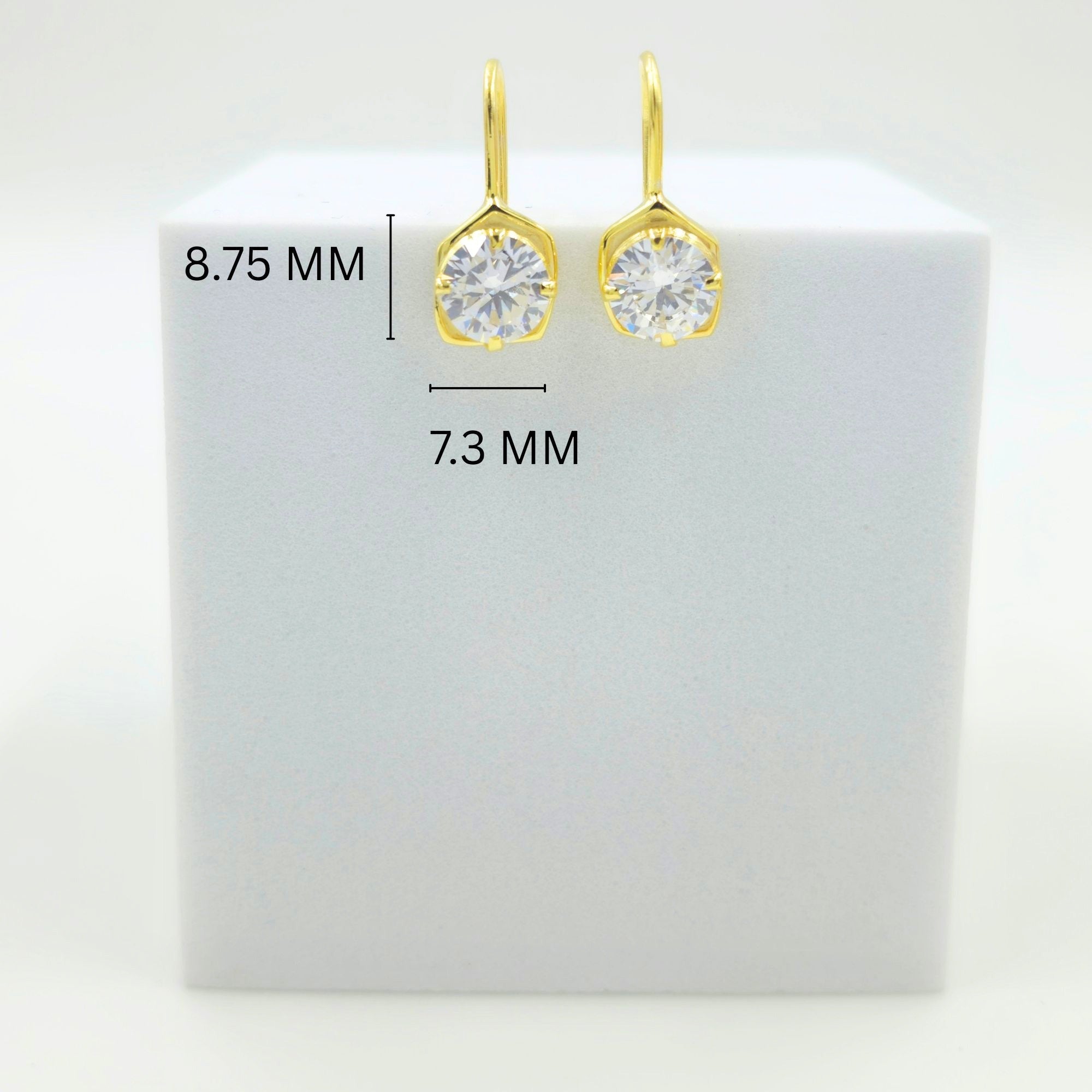 Gold-Plated 925 Sterling Silver Hexagonal Solitaire Pendant and Drop Earrings Set With Cubic Zirconia