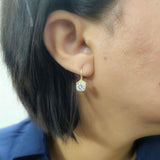 Gold-Plated 925 Sterling Silver Hexagonal Solitaire Pendant and Drop Earrings Set With Cubic Zirconia